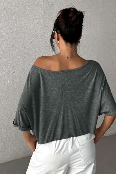 Women Charcoal Oversized Shirt