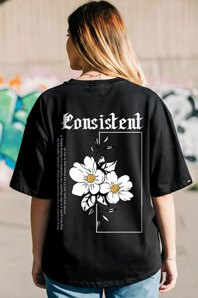 Women Black Graphic Tee